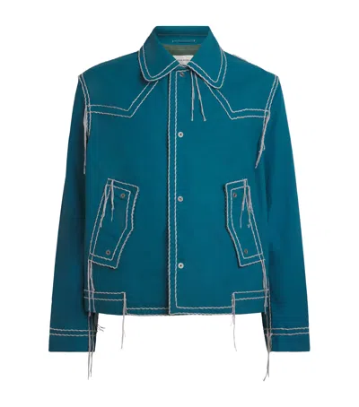 Craig Green Cotton Embroidered Worker Jacket In Blue