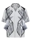 Craig Green Patchwork Blue Cotton Shirt With Bowling Collar In Blau