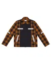 Craig Green Dark Orange And Navy Blue Check Jacket In Black