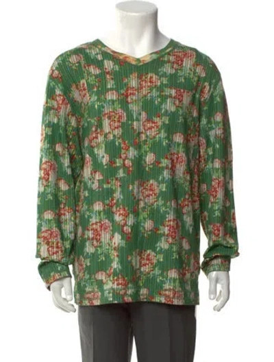 Pre-owned Craig Green Floral Print V-neck T-shirt In Green