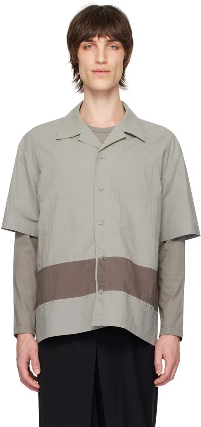 Craig Green Short Sleeve Cotton Shirt With Stripe Detailing In Gray