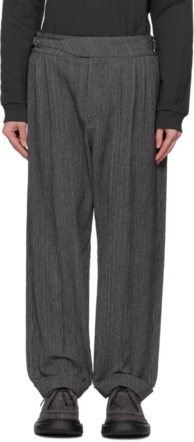 CRAIG GREEN GRAY DOUBLE PLEAT TROUSERS