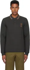 Craig Green Gray Fred Perry Edition Long Sleeve Quilted Polo In 686 Anthracite