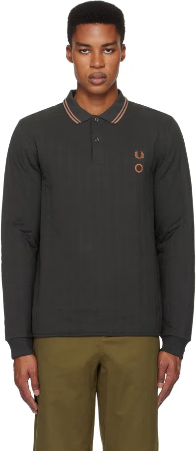 Craig Green Gray Fred Perry Edition Long Sleeve Quilted Polo In 686 Anthracite