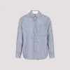 Craig Green Frayed-stripe Long-sleeved Shirt In Blue Chalk