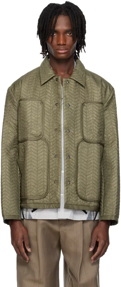 Craig Green Khaki Quilted Worker Jacket In Green
