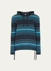 Craig Green Mens Navy Mono-stripe Striped Tassel-embellished Cotton-blend Hoody In Navy Mono-stripe