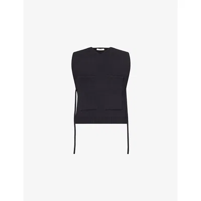 Craig Green Mens Black V-neck Contrast-trim Knitted Vest