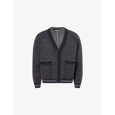 Craig Green Mens Blanket Layered Wool-blend Bomber Jacket Navy