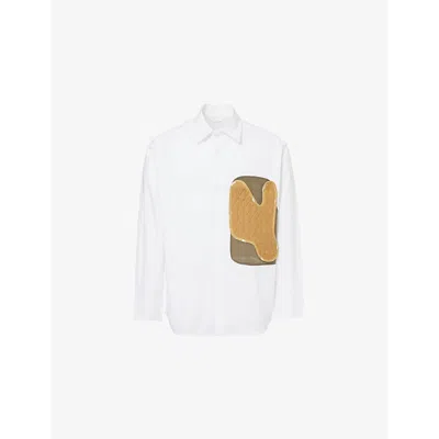 Craig Green Mens Utility-patch Long-sleeve Cotton Shirt White