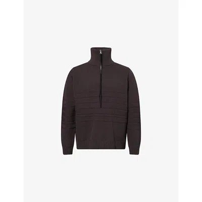 Craig Green Mens Dark Brown Funnel-neck Knitted Jumper