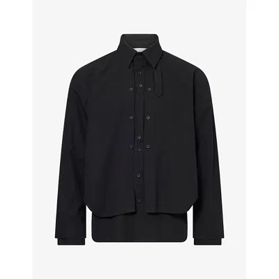 Craig Green Mens Layered Detachable-panel Cotton Shirt Black