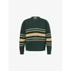 Craig Green Mens Green Multi Striped V-neck Cotton-blend Knit Jumper In Green