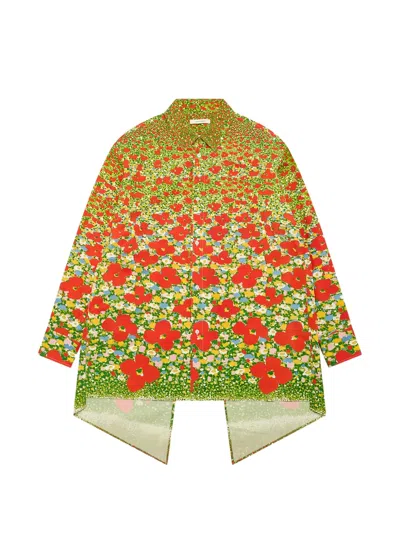 Craig Green Open Back Floral Shirt In Green