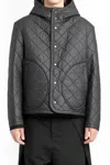 Craig Green Quilted Black Down Jacket With Fixed Hood In Black