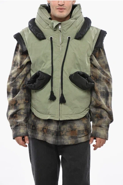 Craig Green Padded Sleeveless Jacket With Extractable Hood In Green