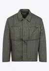 Craig Green Quilted Cotton Blend Jacket With Adjustable Drawstring In Green