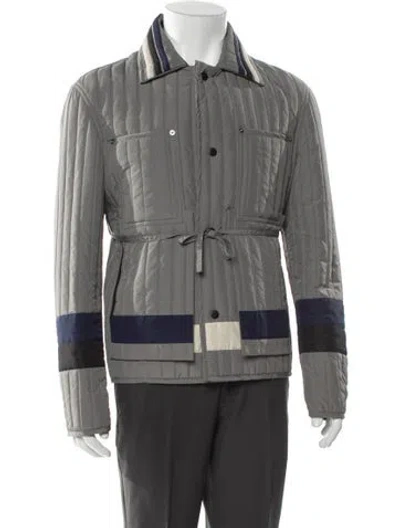 Pre-owned Craig Green Quilted Striped Puffer Coat In Gray