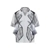 Craig Green Patchwork Blue Cotton Shirt With Bowling Collar In Blue