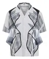 Craig Green Patchwork Blue Cotton Shirt With Bowling Collar In Blue