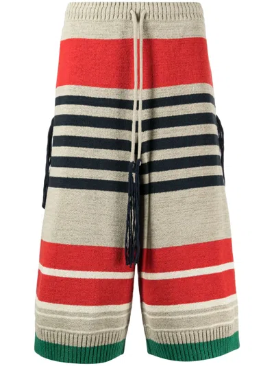 Craig Green Striped Knitted Shorts In 中性色