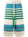 Craig Green Striped Ribbed-knit Shorts In 中性色