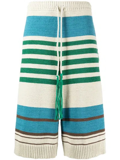 Craig Green Striped Ribbed-knit Shorts In 中性色