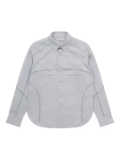 Craig Green Striped Topstitching Shirt In Gray
