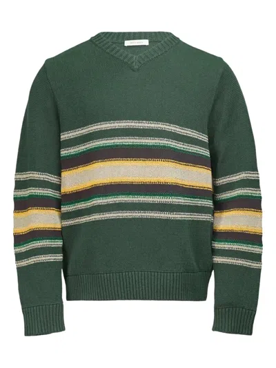Craig Green Mens Green Multi Striped V-neck Cotton-blend Knit Jumper