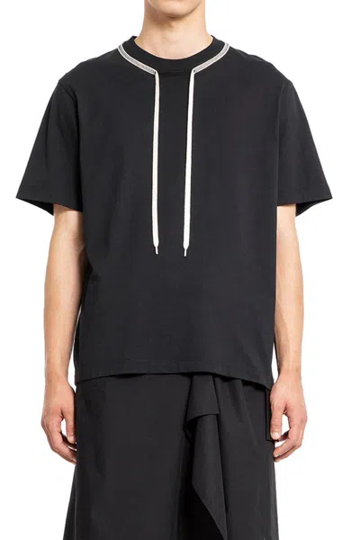 Tシャツ・カットソー CRAIG GREEN Craig Green Flatlock Lace T-shirt Craig Green Men's Flatlock Lace T-Shirt in Black/Cream Craig