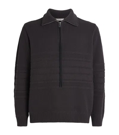 Craig Green Tape Knit Half Zip Sweater In Brown