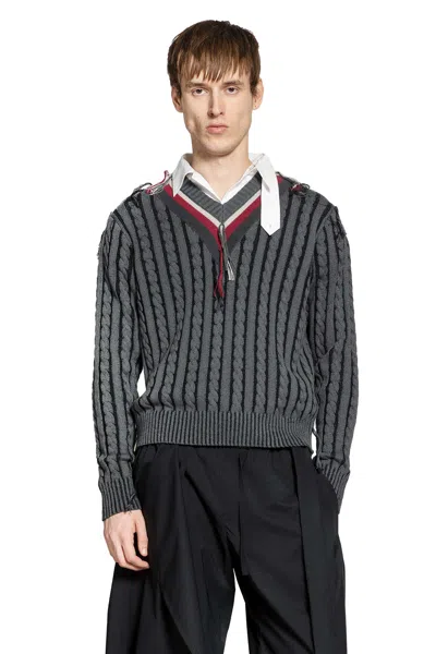 Craig Green V-neck Cable Jumper In Gray