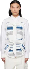 Craig Green White & Navy Hand-embroidered Harness Vest In Blue