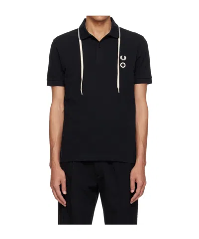 Craig Green X Fred Perry Collaboration Drawstring Polo Shirt In Black