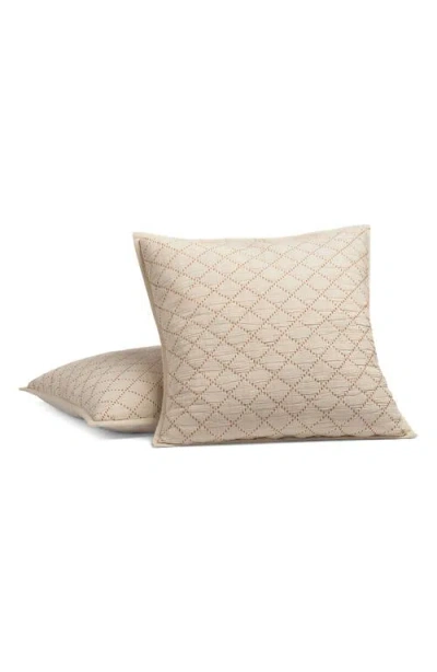 Crane Air Diamond Stitch Set Of 2 Euro Shams In Neutral