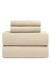 Crane Air Dune Crinkled Cotton Gauze 4-piece Sheet Set In Brown