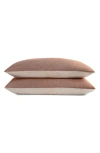 Crane Air Set Of 2 Crinkled Cotton & Linen Pillow Shams In Brown