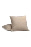 Crane Air Set Of 2 Quilted Euro Pillow Shams In Neutral