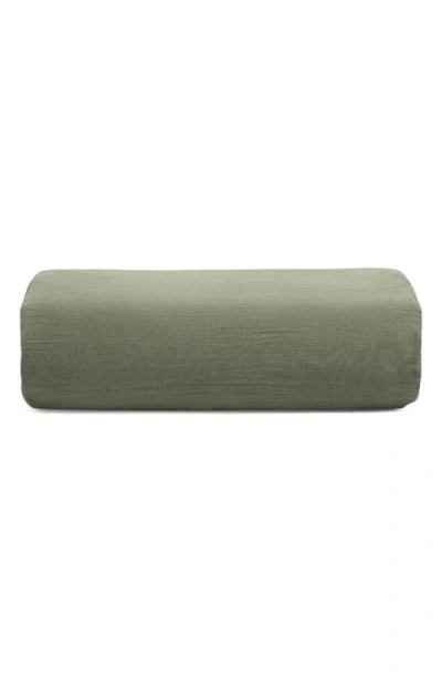 Crane Air Zen Crinkled Cotton Gauze Fitted Sheet In Green