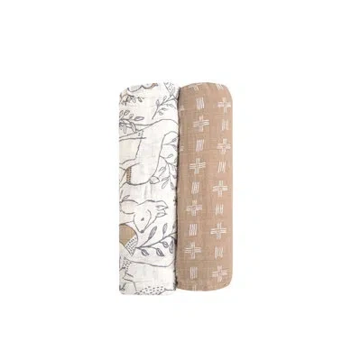 Crane Baby 2-pack 100% Cotton Swaddle, Woodland Animal Pattern, Soft And Durable 47" X 47", By  In Brown;white