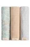 Crane Baby 3-pack Assorted Cotton Swaddle Blankets In Blue