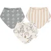 Crane Baby 3-pack Cotton Muslin Bandana Baby Bibs In Beige/blue/white Multi