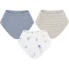 Crane Baby Kids'  3-pack Cotton Muslin Bandana Baby Bibs In Gray