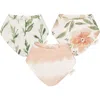 Crane Baby Kids'  3-pack Cotton Muslin Bandana Baby Bibs In Pink/green Floral Multi