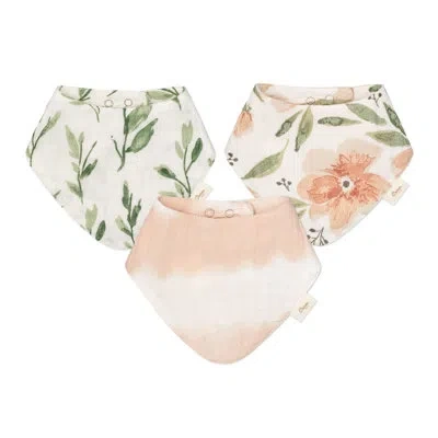 Crane Baby 3pc. Floral Bib Set - Parker Collection In Pink
