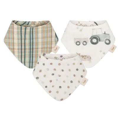 Crane Baby 3-pc. Tractor Bib Set In Beige