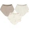 Crane Baby Avery 3-pack Cotton Muslin Bandana Bibs In Ivory