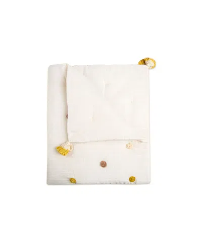 Crane Baby Baby Girls Kendi Pom Pom Blanket In White