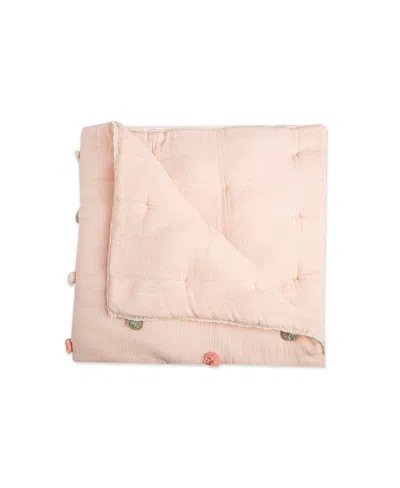 Crane Baby Baby Girls Parker Pom Pom Quilted Blanket In Pink