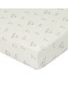 Crane Baby Avery Print Organic Cotton Muslin Fitted Crib Sheet In White